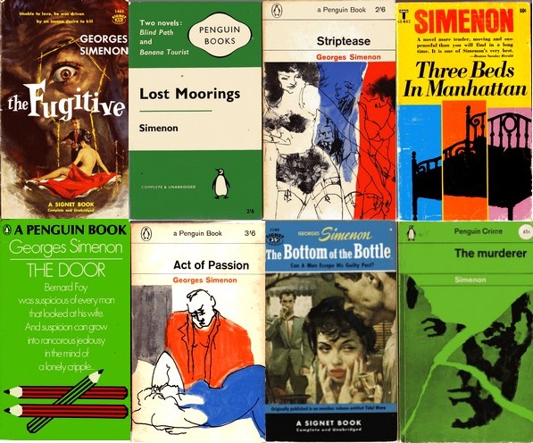 Covers from a collection of paperback Simenons